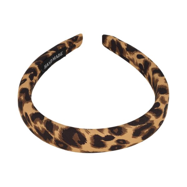 diadeem panter zachte gevuld_1 Haarband Diadeem 2cm – Zacht Gevuld – Panterprint Stof – Zwart Lichtbruin
