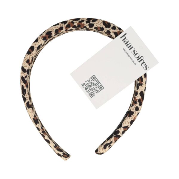 diadeem panter zachte gevuld_11 Haarband Diadeem 2cm – Zacht Gevuld – Panterprint Stof – Zwart Bruin Creme
