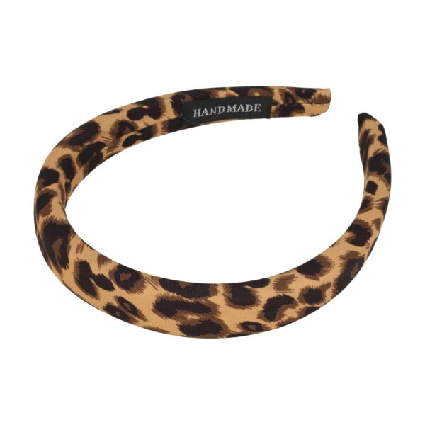 diadeem panter zachte gevuld_2 Haarband Diadeem 2cm – Zacht Gevuld – Panterprint Stof – Zwart Lichtbruin