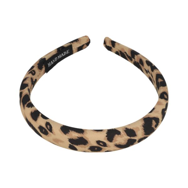 diadeem panter zachte gevuld_5 Haarband Diadeem 2cm – Zacht Gevuld – Panterprint Stof – Zwart Bruin