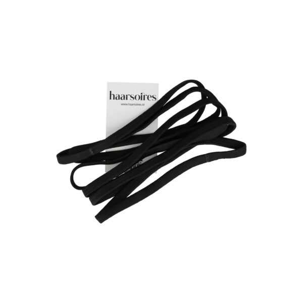 haarband 1cm elastiek zwart_2 Haarband Sport 1cm - Elastiek Smal - Zwart - Set van 6