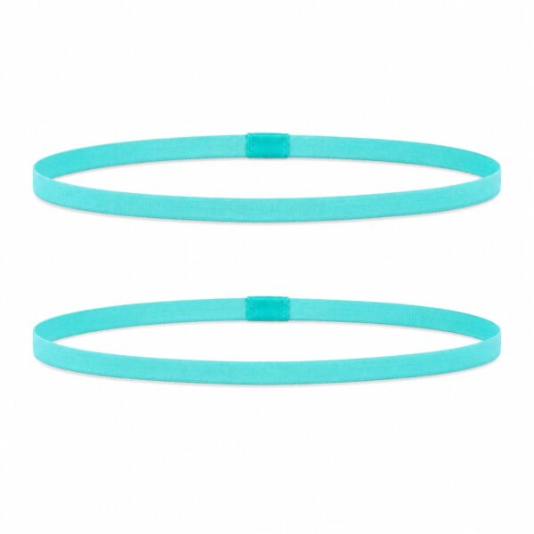 Haarband Sport 1cm - Elastiek - Anti-slip - Aqua Blauw - Set van 2