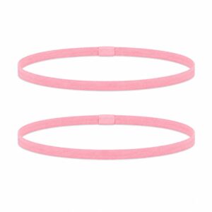 Haarband Sport 1cm - Elastiek - Anti-slip - Lichtroze - Set van 2