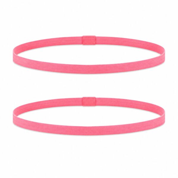 Haarband Sport 1cm - Elastiek - Anti-slip - Roze - Set van 2
