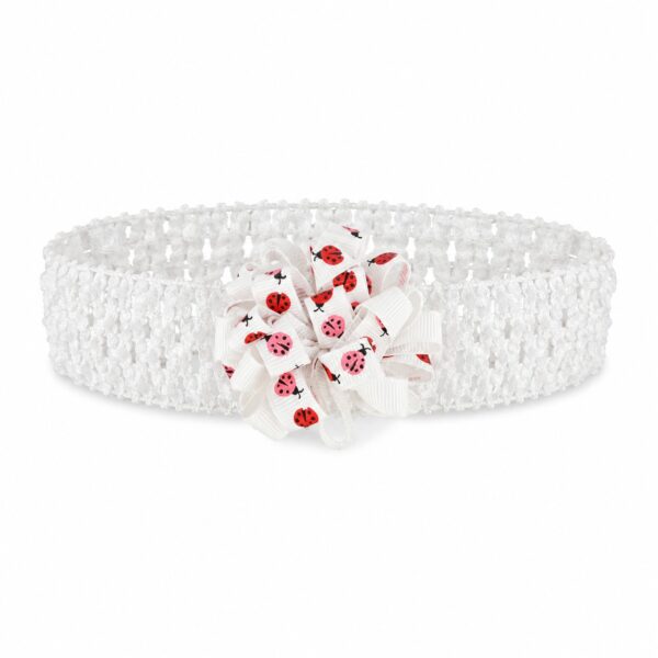 haarband-baby-lieveheersbeestje-wit Haarband Baby - Strikje Lieveheersbeestje - Wit