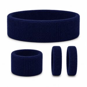 Haarband Sport 5cm - Zweetbandje - Haarelastiek - Donkerblauw - Set van 4