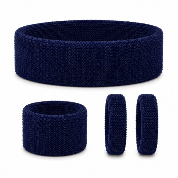 Haarband Sport 5cm - Zweetbandje - Haarelastiek - Donkerblauw - Set van 4