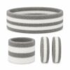 Haarband Sport 5cm - Zweetbandje - Haarelastiek - Wit Grijs - Set van 4