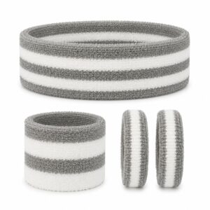 Haarband Sport 5cm - Zweetbandje - Haarelastiek - Wit Grijs - Set van 4