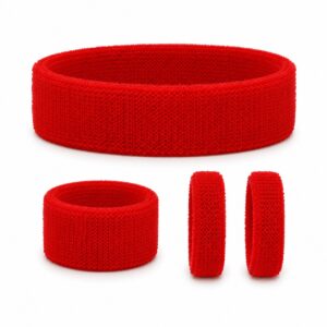 Haarband Sport 5cm - Zweetbandje - Haarelastiek - Rood - Set van 4