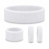 haarband-badstof-polsband-haarelastiek-wit Haarband Sport 5cm - Zweetbandje - Haarelastiek - Wit - Set van 4
