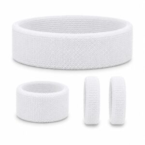 Haarband Sport 5cm - Zweetbandje - Haarelastiek - Wit - Set van 4