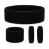 Haarband Sport 5cm - Zweetbandje - Haarelastiek - Zwart - Set van 4