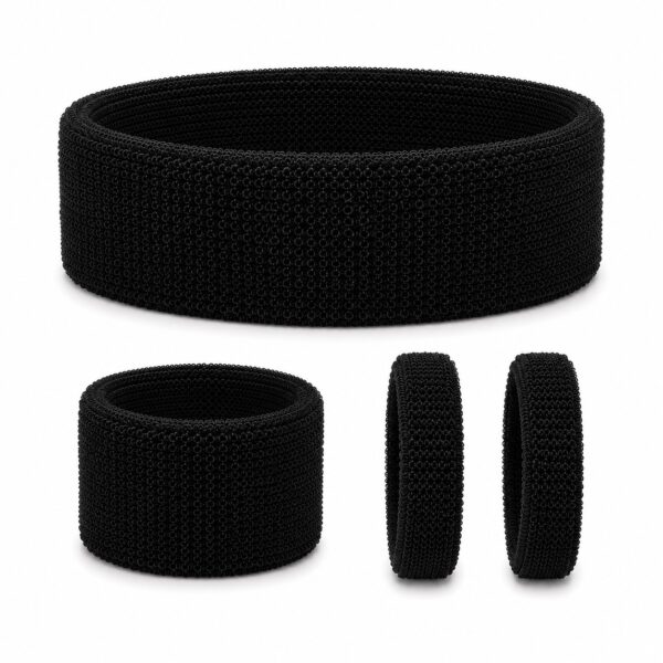 Haarband Sport 5cm - Zweetbandje - Haarelastiek - Zwart - Set van 4