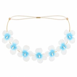 haarband-bloemenkroon-met-elastiek-wit-blauw-van-Haarsoires Haarband Bloemenkroon - Wit Blauw