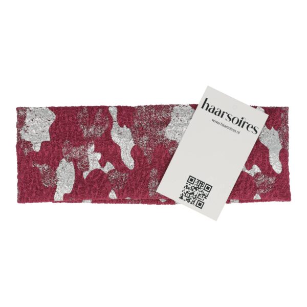 haarband camouflage roze zilver_2 Haarband Stof 7cm - Camouflage Patroon - Zilver Cyclaam Roze