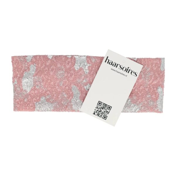haarband camouflage roze zilver_4 Haarband Stof 7cm - Camouflage Patroon - Zilver Lichtroze