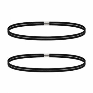 Haarband Sport 0,5cm - Elastiek - Dubbel - Zwart - Set van 2