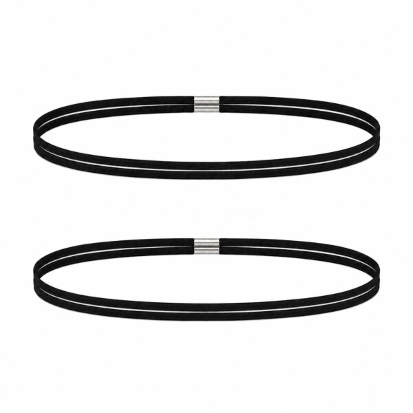 Haarband Sport 0,5cm - Elastiek - Dubbel - Zwart - Set van 2