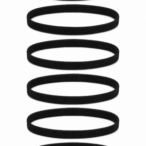 haarband-elastiek-zwart-set Haarband Sport 1cm - Elastiek Smal - Zwart - Set van 6