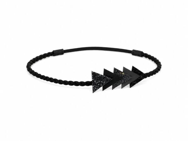 Haarband Gevlochten 1cm - Glitter - Driehoek Vorm - Zwart