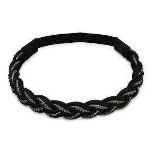 haarband-gevlochten-jersey-kraaltjes-zwart-grijs Haarband Gevlochten 2cm - Kraaltjes - Jersey - Zwart Grijs