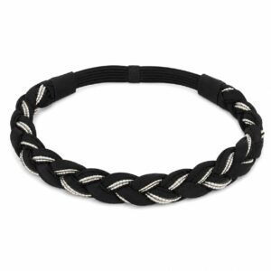 haarband-gevlochten-jersey-kraaltjes-zwart-zilver Haarband Gevlochten 2cm - Kraaltjes - Jersey - Zwart Zilver