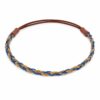 haarband-gevlochten-ketting-goud-blauw-bruin Haarband Gevlochten 1cm - Veter Ketting - Blauw Goud Bruin