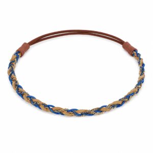 Haarband Gevlochten 1cm - Veter Ketting - Blauw Goud Bruin