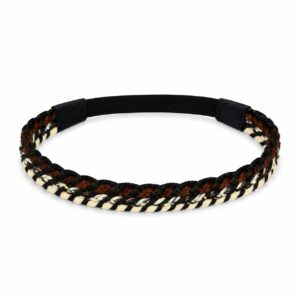 Haarband Gevlochten 2cm - Koord - Zwart Wit Bruin