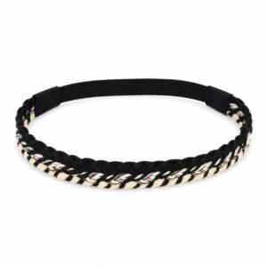 Haarband Gevlochten 2cm - Koord - Zwart Creme