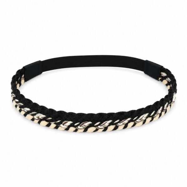 Haarband Gevlochten 2cm - Koord - Zwart Creme