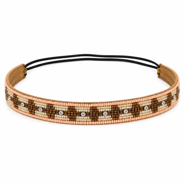 Haarband Kralen 2cm - Strass Steentjes - Creme Bruin Roze