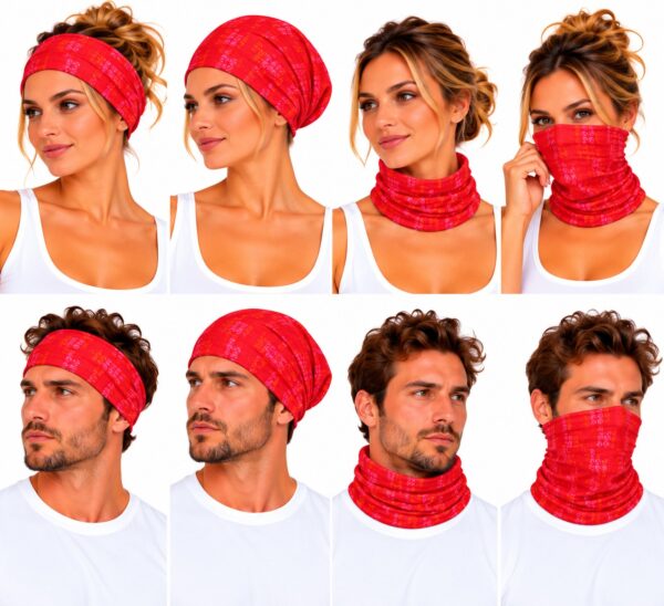 Haarband Multifunctioneel 45x25cm - Geometrische Print - Rood