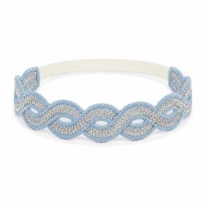 haarband-sierband-kant-blauw Haarband Gevlochten 3cm - Sierband Kant - Zilverdraad - Blauw