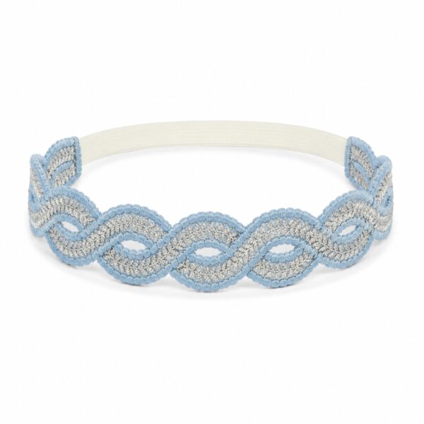 Haarband Gevlochten 3cm - Sierband Kant - Zilverdraad - Blauw