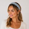 Haarband Gevlochten 3cm - Sierband Kant - Zilverdraad - Blauw