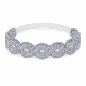 haarband-sierband-kant-grijs Haarband Gevlochten 3cm - Sierband Kant - Zilverdraad - Grijs