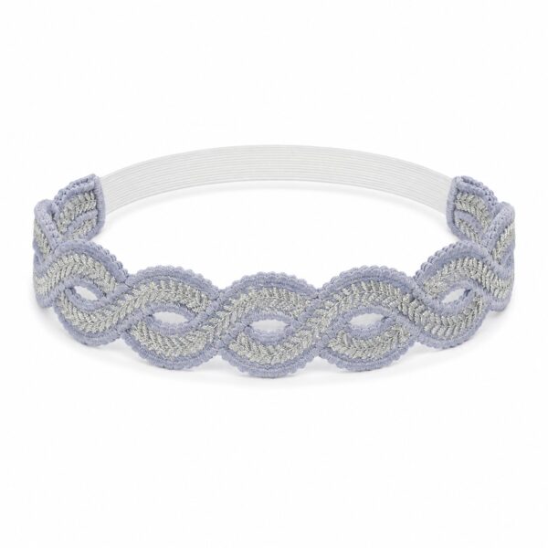 haarband-sierband-kant-grijs Haarband Gevlochten 3cm - Sierband Kant - Zilverdraad - Grijs