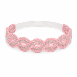 Haarband Gevlochten 3cm - Sierband Kant - Zilverdraad - Roze