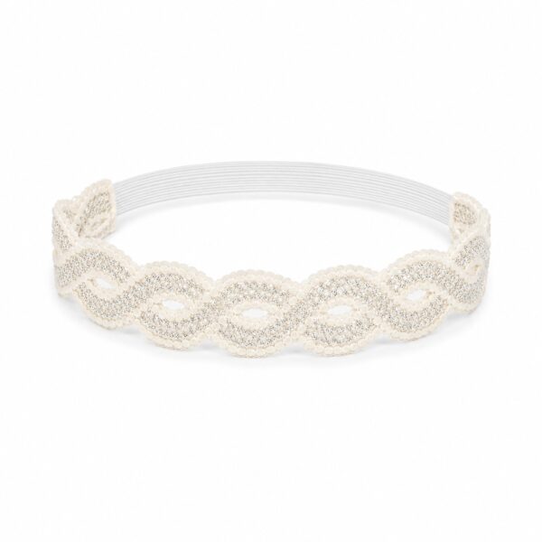 Haarband Gevlochten 3cm - Sierband Kant - Zilverdraad - Crème
