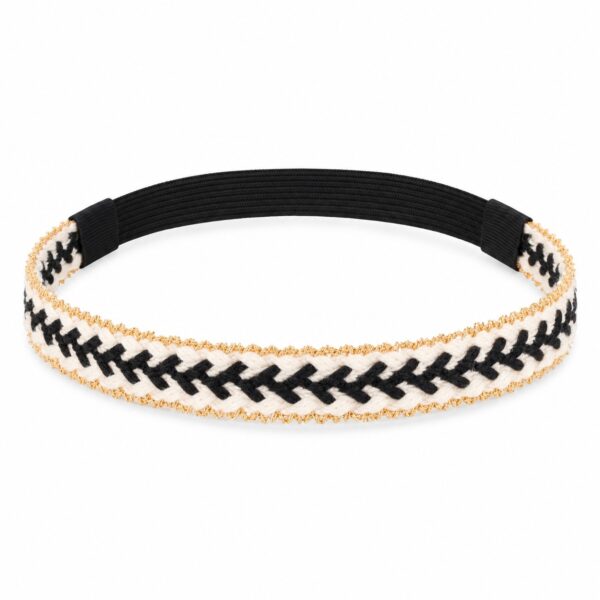 haarband-sierband-ketting-zwart-goud-creme Haarband Sierband 2cm - Gevlochten Ketting - Zwart Wit Goud