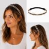 haarband-sierband-ketting-zwart-goud-creme-model Haarband Sierband 2cm - Gevlochten Ketting - Zwart Wit Goud