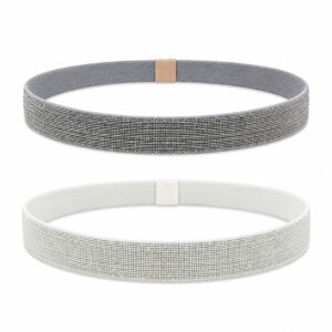 haarband-sport-elastiek-glitter-grijs-zilver Haarband Sport 2cm - Glitter Elastiek - Grijs Zilver - Set van 2