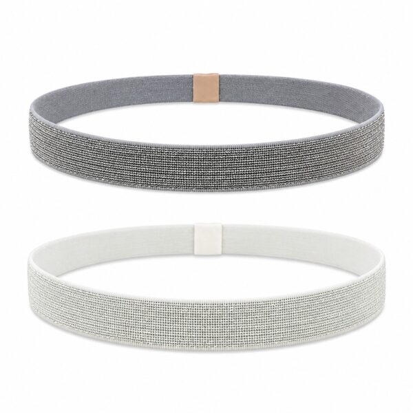 haarband-sport-elastiek-glitter-grijs-zilver Haarband Sport 2cm - Glitter Elastiek - Grijs Zilver - Set van 2