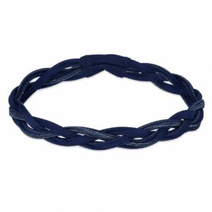 haarband-sport-gevlochten-blauw Haarband Sport 3cm - Glitter - Gevlochten Elastiek - Blauw