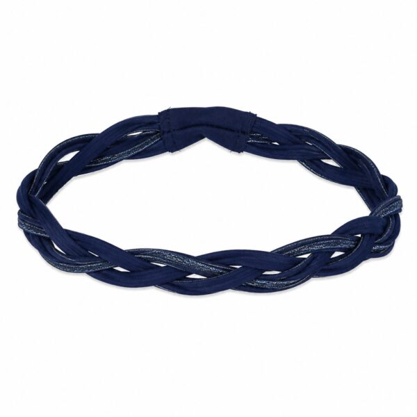 haarband-sport-gevlochten-blauw Haarband Sport 3cm - Glitter - Gevlochten Elastiek - Blauw