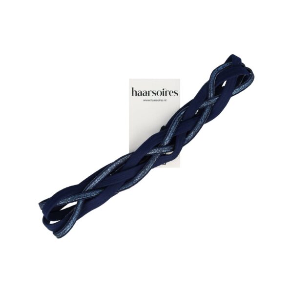 haarband sport gevlochten elastiek_6 Haarband Sport 3cm - Glitter - Gevlochten Elastiek - Blauw