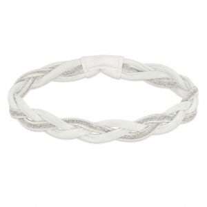 Haarband Sport 3cm - Glitter - Gevlochten Elastiek - Zilver Wit