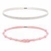 haarband-sport-knoop-elastiek-set-roze Haarband Sport 1cm - Glitter - Dun Effen Geknoopt - Wit Roze - Set van 2